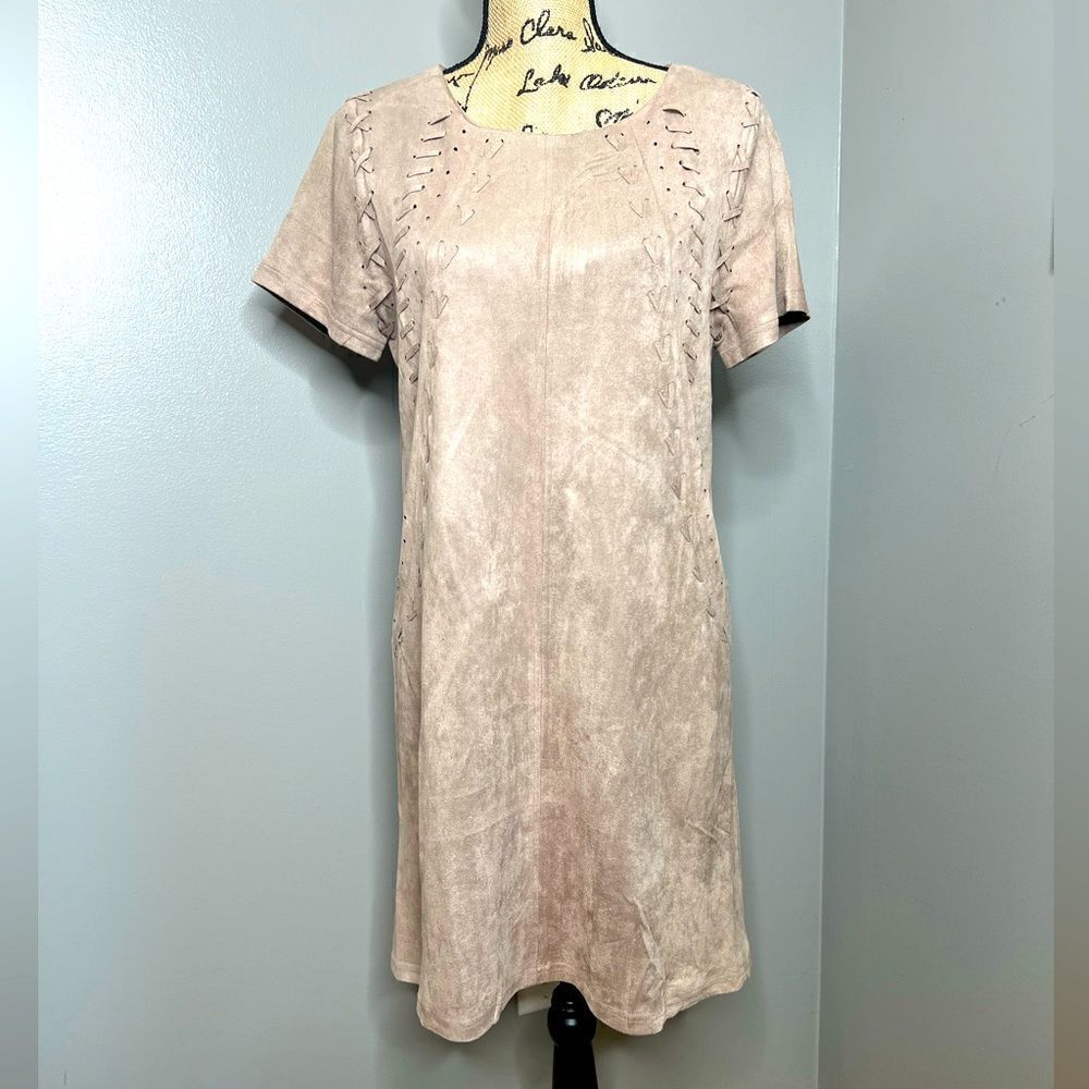 Sugar + lips faux suede‎ shift style dress western bohemian cowgirl fall
